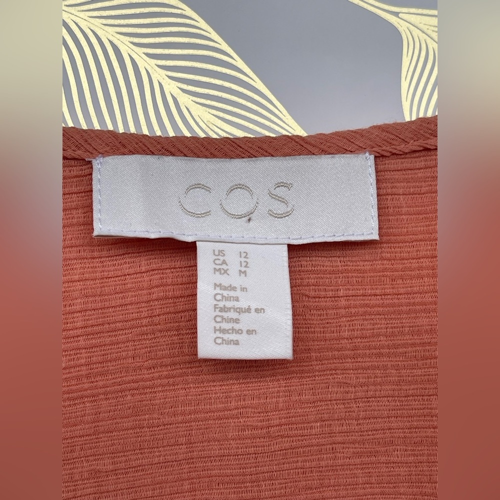 COS Terracotta Tie-Front Midi Dress | Minimalist Scandi Style | Size 12 - Picture 9 of 11